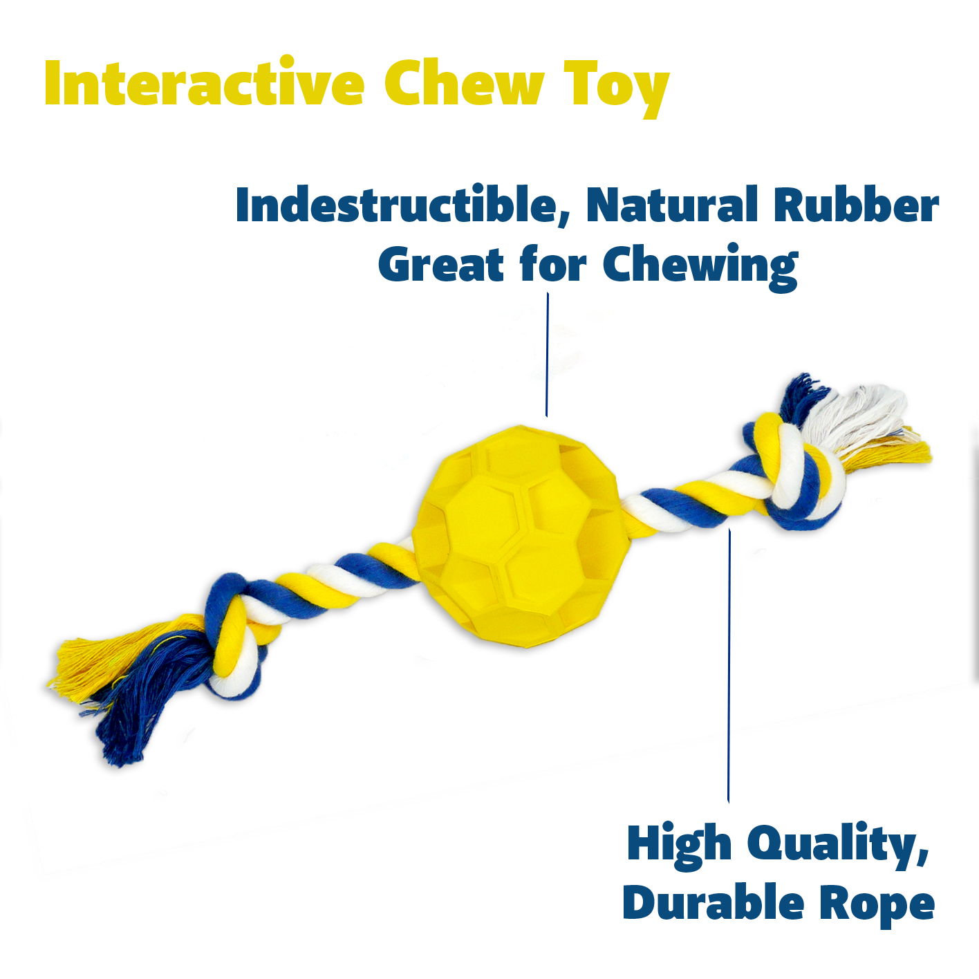 Rubber Soccer Ball Chew Toy with Tug Rope -- Great for Active Dogs