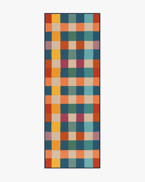 Outdoor Picnic Plaid Pets Rug in PANTONE™ True Blue
