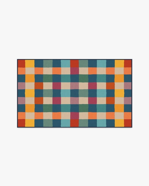 Outdoor Picnic Plaid Pets Rug in PANTONE™ True Blue