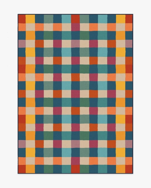 Outdoor Picnic Plaid Pets Rug in PANTONE™ True Blue