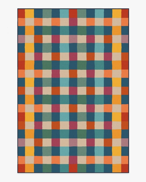 Outdoor Picnic Plaid Pets Rug in PANTONE™ True Blue