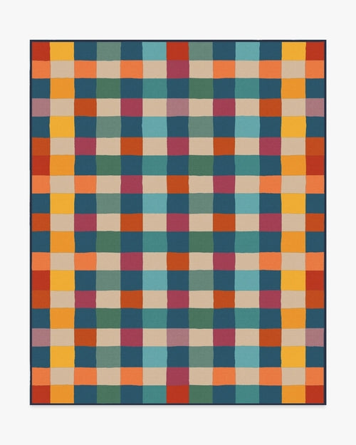 Outdoor Picnic Plaid Pets Rug in PANTONE™ True Blue