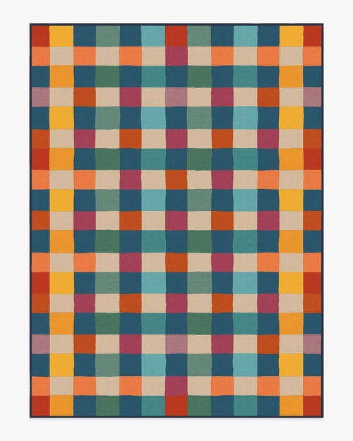 Outdoor Picnic Plaid Pets Rug in PANTONE™ True Blue