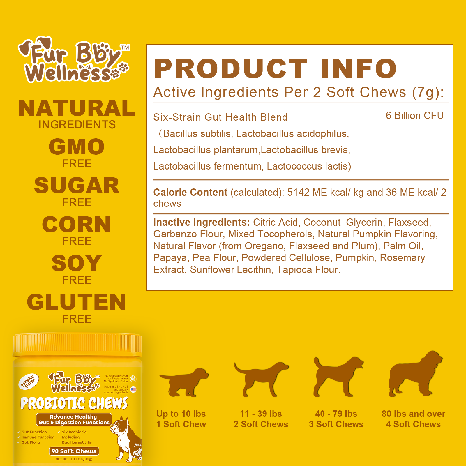 Probiotic Chews for Dogs – Pumpkin Flavor for Gut Health & Immunity