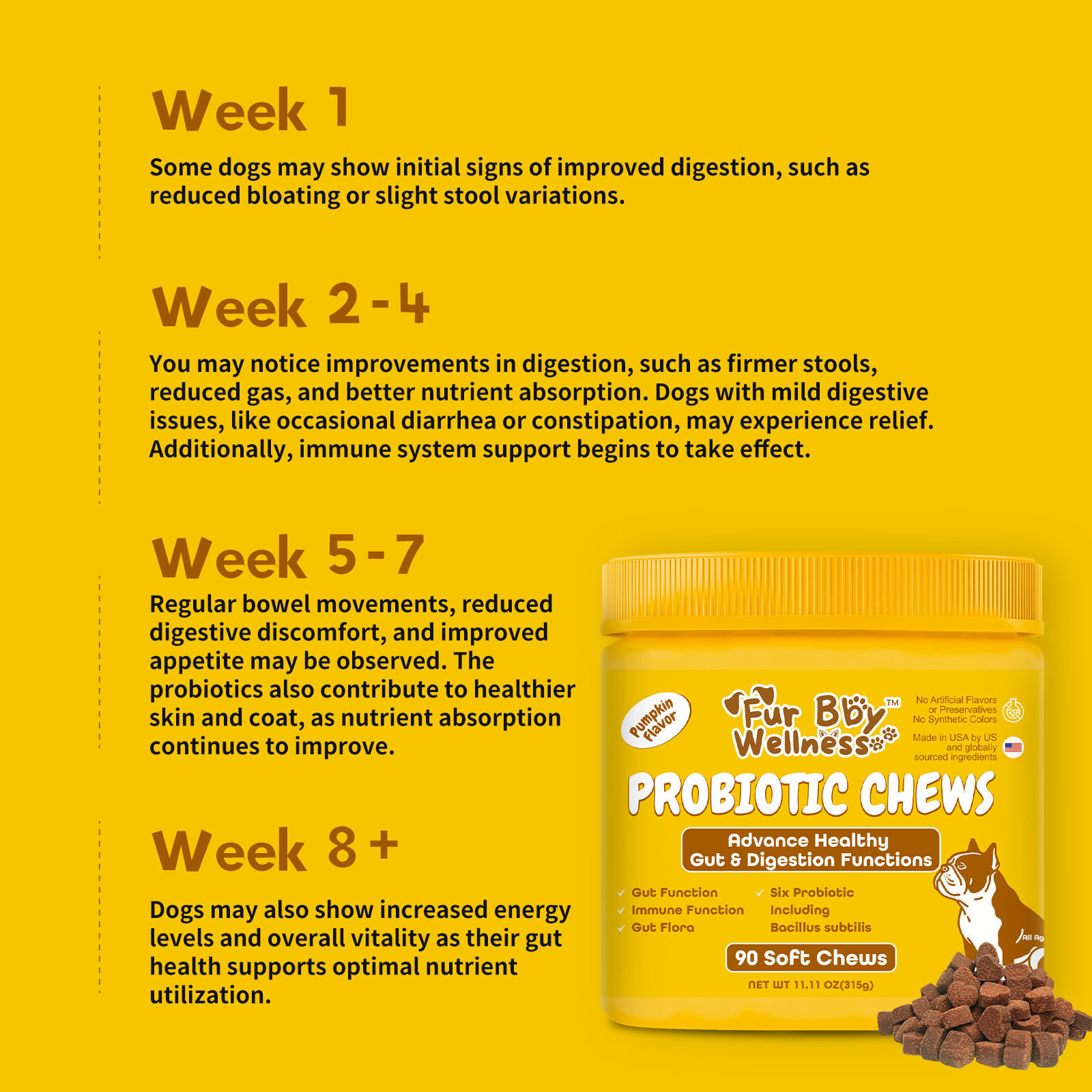 Probiotic Chews for Dogs – Pumpkin Flavor for Gut Health & Immunity