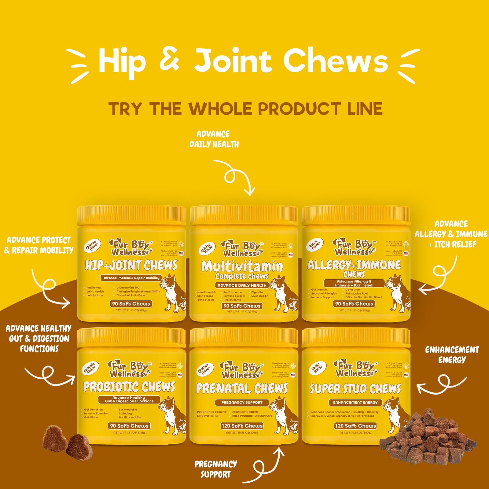 Hip + Joint Chews for Dogs – Advanced Joint Support for Active & Senior Dogs